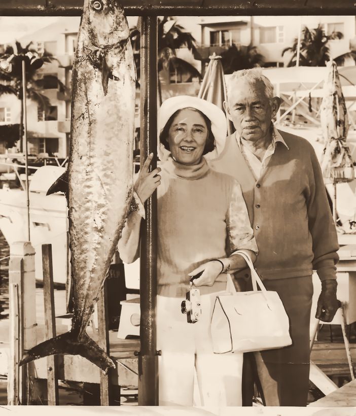 Diana and Brandon Barringer in Fort Lauderdale, with a very large fish.