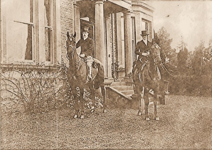 Captain and Mrs Raymond Johnson setting out with the Heythrop Hunt from Hillside, Little Compton, in 1912.