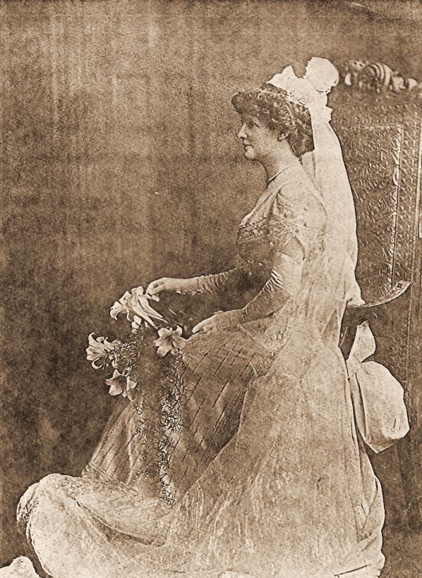 Minnie Eckstein in her dress and court plumes, photographed before she presented her daughters at court. Diana told the historian Geoffrey Wheatcroft that a picture of her grandmother in his book, captioned as a wedding portrait, was really taken at this time.