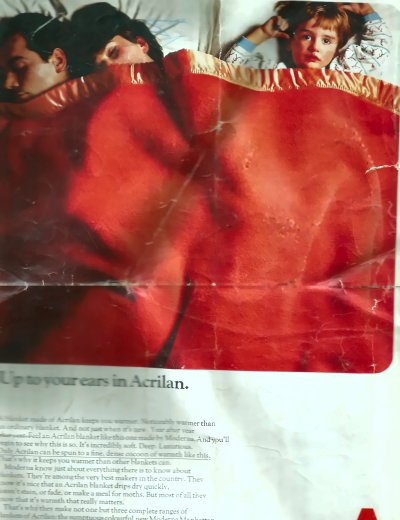 My parents and me in an advertisement for Acrilan blankets. I don’t know which magazine it ran in.