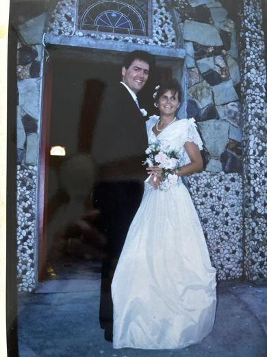 Chantal and me on our wedding day, Anguilla, August 1991.