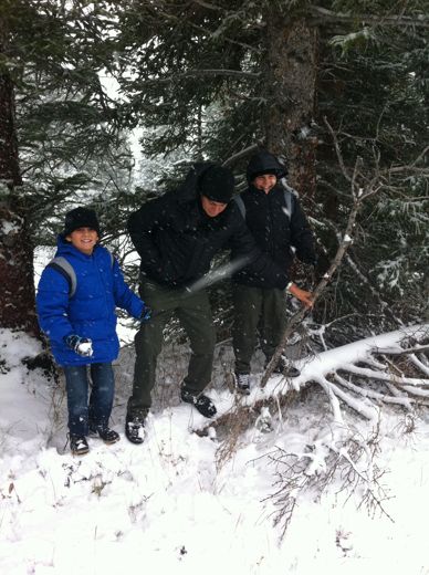 The boys see snow for the first time, in Aspen, October 2011.