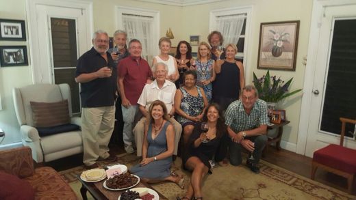 Anguilla, 2017. Standing: David and Lenny Carty, Tony Sheehy, Brenda Carty, Alison Carty, Helen Carty Peabody, Laurie Gumbs and Jillian Carty Sheehy. Sitting: Emile and Josephine Gumbs, Catherine Gumbs Orchard, Deborah Vos and Garrath Orchard.