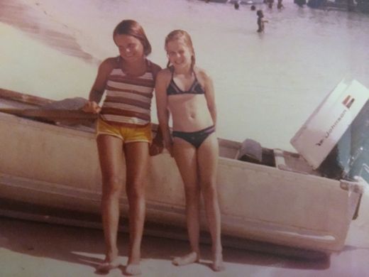 Chantal and her cousin Stacey at Sandy Ground, around 1980.