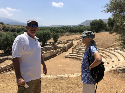 With my mother in Crete, June 2019. She moved to the island about a decade ago.