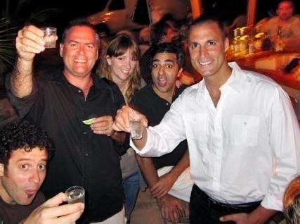 At Elvis’s Beach Bar with Nigel, Sam, Adrienne and the rest of the Shoreline crew, February 2010.