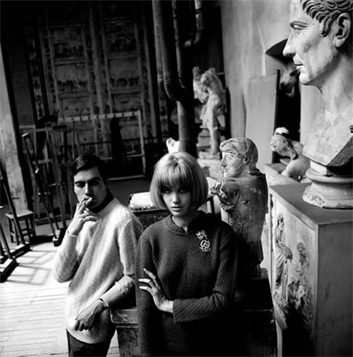 My father and Veruschka among the classical busts, 1962.