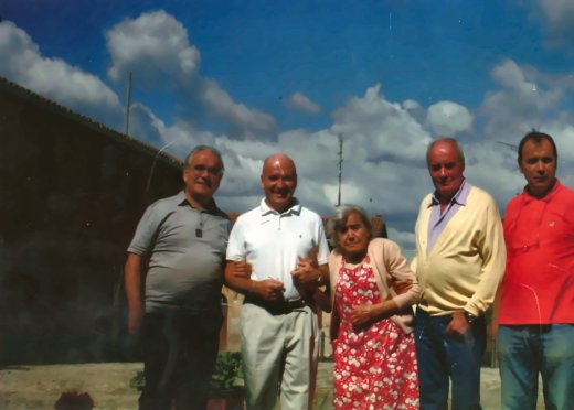 Nonna Maria with her four sons, Mauro, my father, Giovanni and Giuseppe, in the square in front of the church in Fiesso, a few years before my father died.