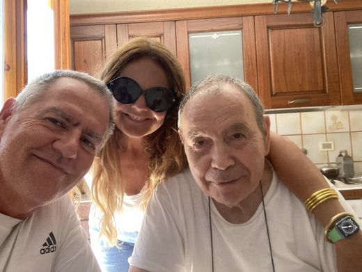 Chantal and me with Uncle Vanni in Fiesso, May 2024.