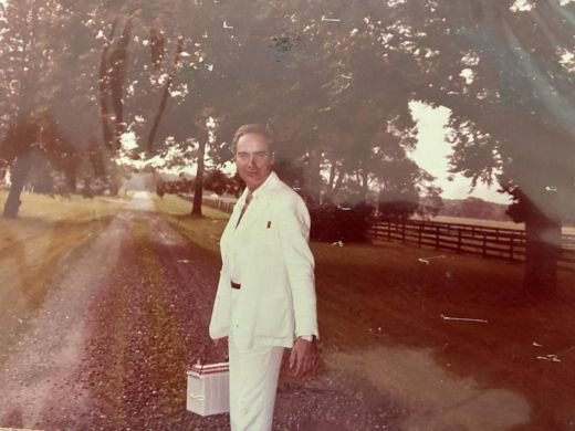 My father on the driveway.