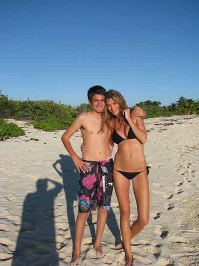 My son Johnny with the model from the Shoreline photo shoot, February 2010.
