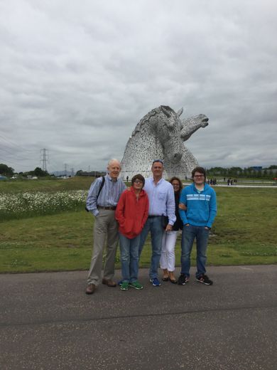 At the Kelpies, 18 June 2016: Gavin, Alessandro, me, Chantal and Marco.