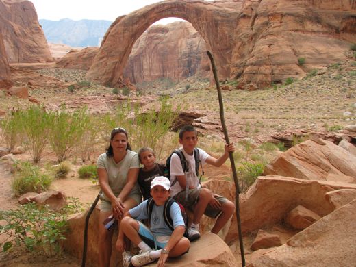 At Rainbow Bridge on Lake Powell, July 2008. We rented a houseboat that summer and hiked to the bridge, which I had first reached by boat with my father in 1976.