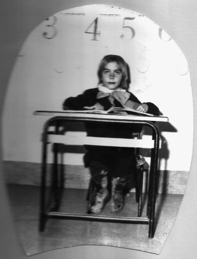 Robin at his school desk in Penna, 1972.
