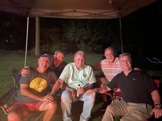From left: me, Sid, Craig, Skip and Ken, all from the 1981 soccer team, at Joyce and Craig’s house for our 41st Sandy Spring reunion, June 2022. Soccer gave me the friends I still have forty-five years later.
