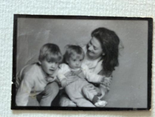 My mother with Robin and me.